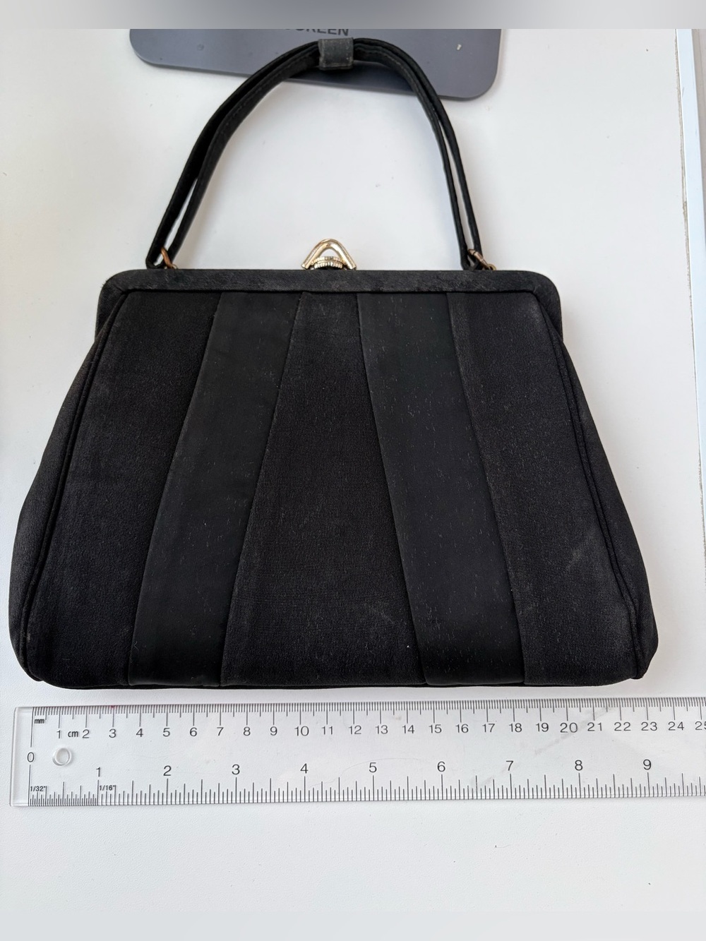 1950s Graceline Master Purse Black Pleated Evening Bag Made in USA Art MCM VTG - Picture 10 of 11